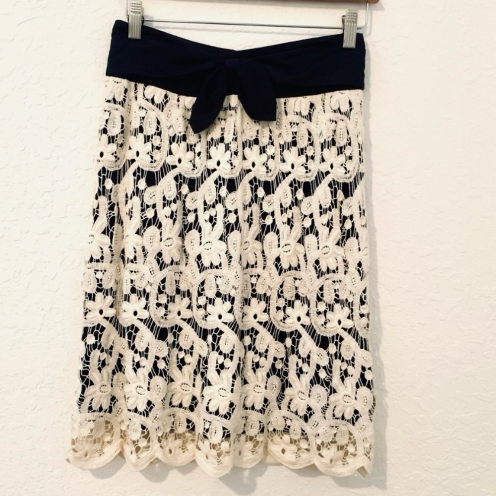 Anthropologie Lil Cream Lace Overlay Skirt